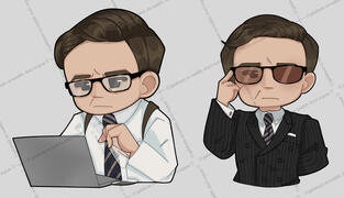 Two Chibis of Harry Hart from Kingsman • Half Body Chibi • Would roughly be priced at 8$ each.