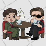 Chibi Art of My OC Casper and Harry Hart from Kingsman • Full Body Chibis • Would roughly be priced at 20$.
